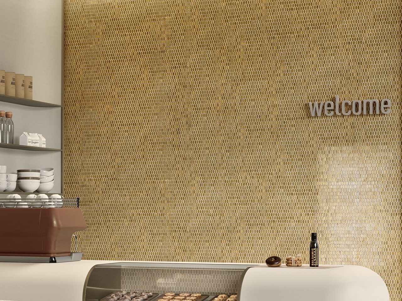 Mosaico in Vetro Gems Gold con Foglia Oro 29,5x29,8 cm Dorato-77012