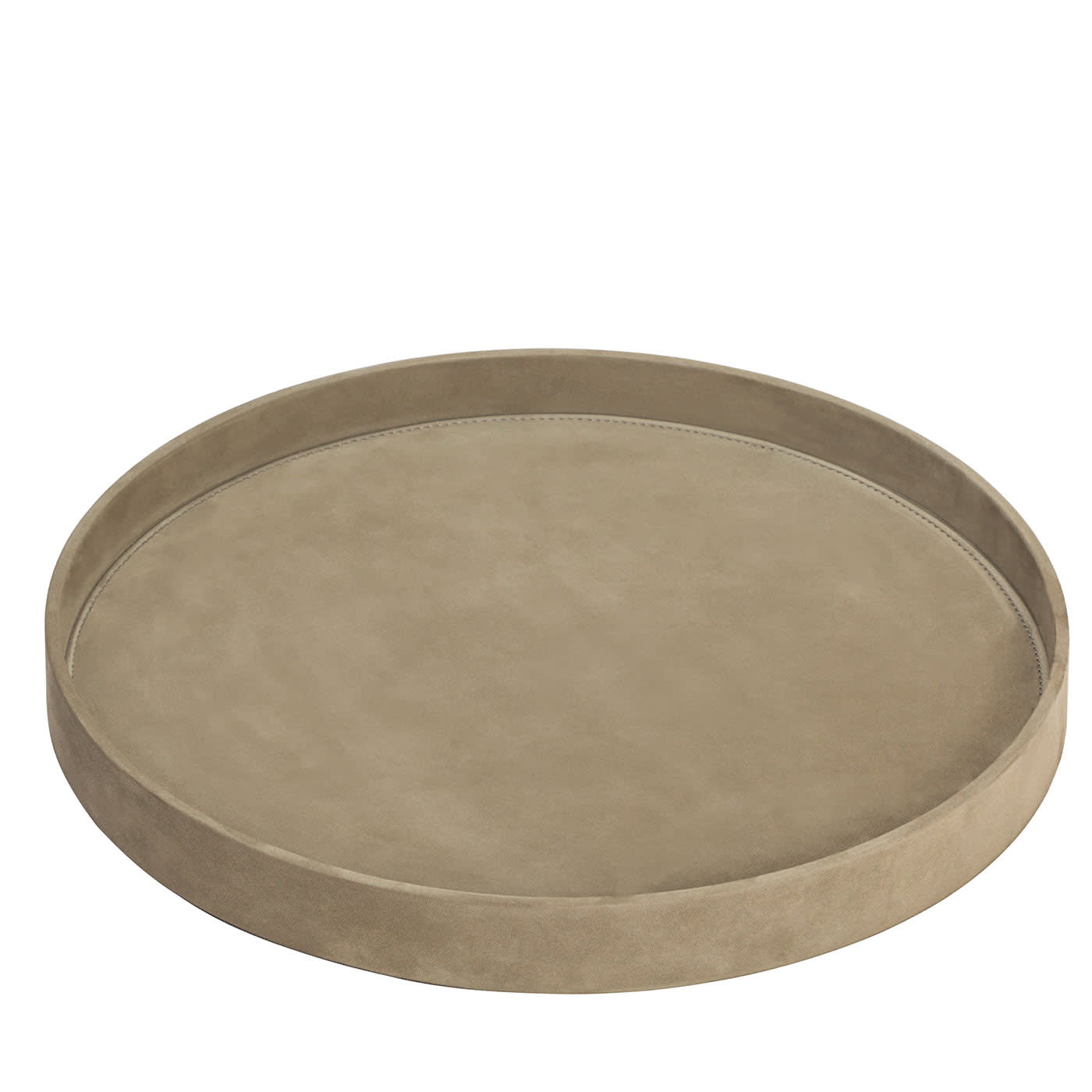 Vassoio rotondo Dama grande in pelle nabuk color kaki