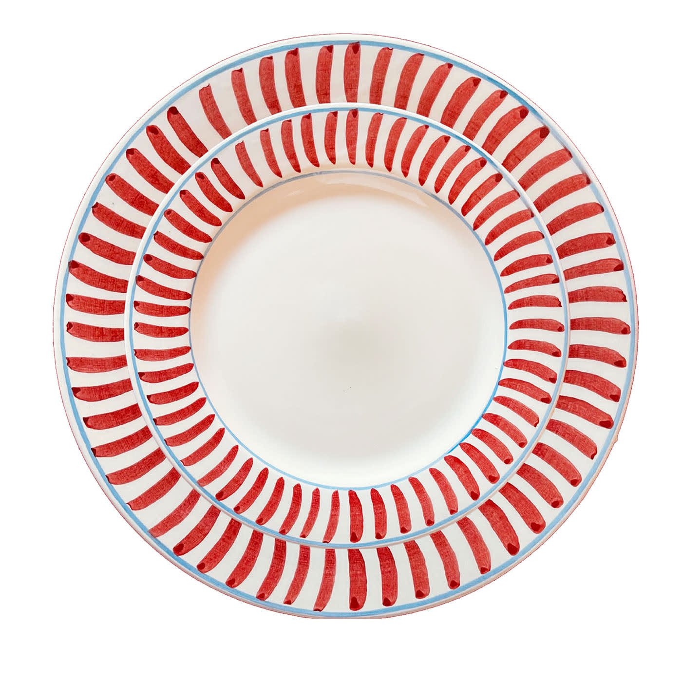Set di 12 piatti da pranzo in ceramica rossa