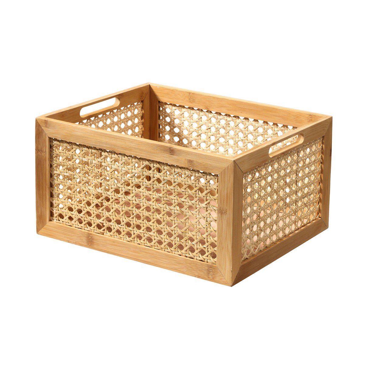 Grande scatola in bambù e rattan - L35x28x18cm