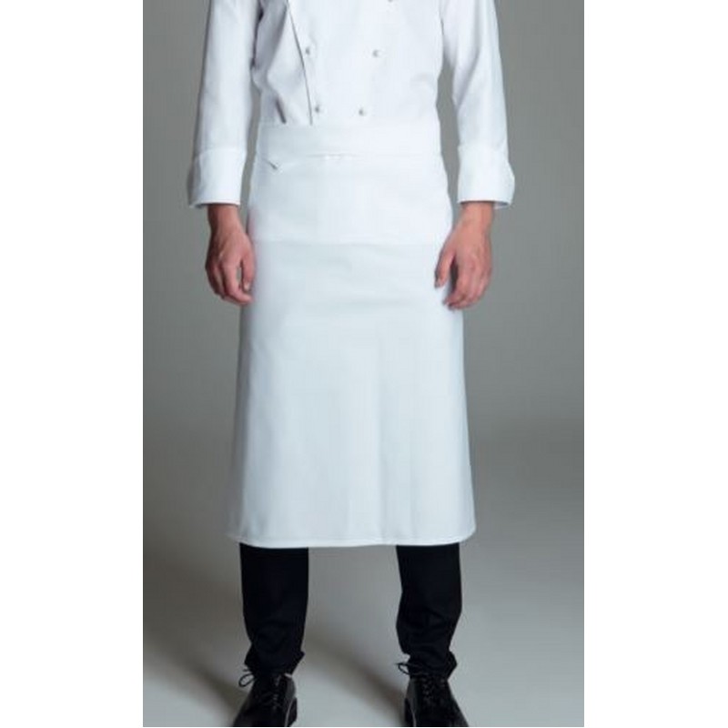 GREMBIULE BIANCO DOUBLAFACE CON PUNTA ASSIMMETRICA SULLA FASCIA