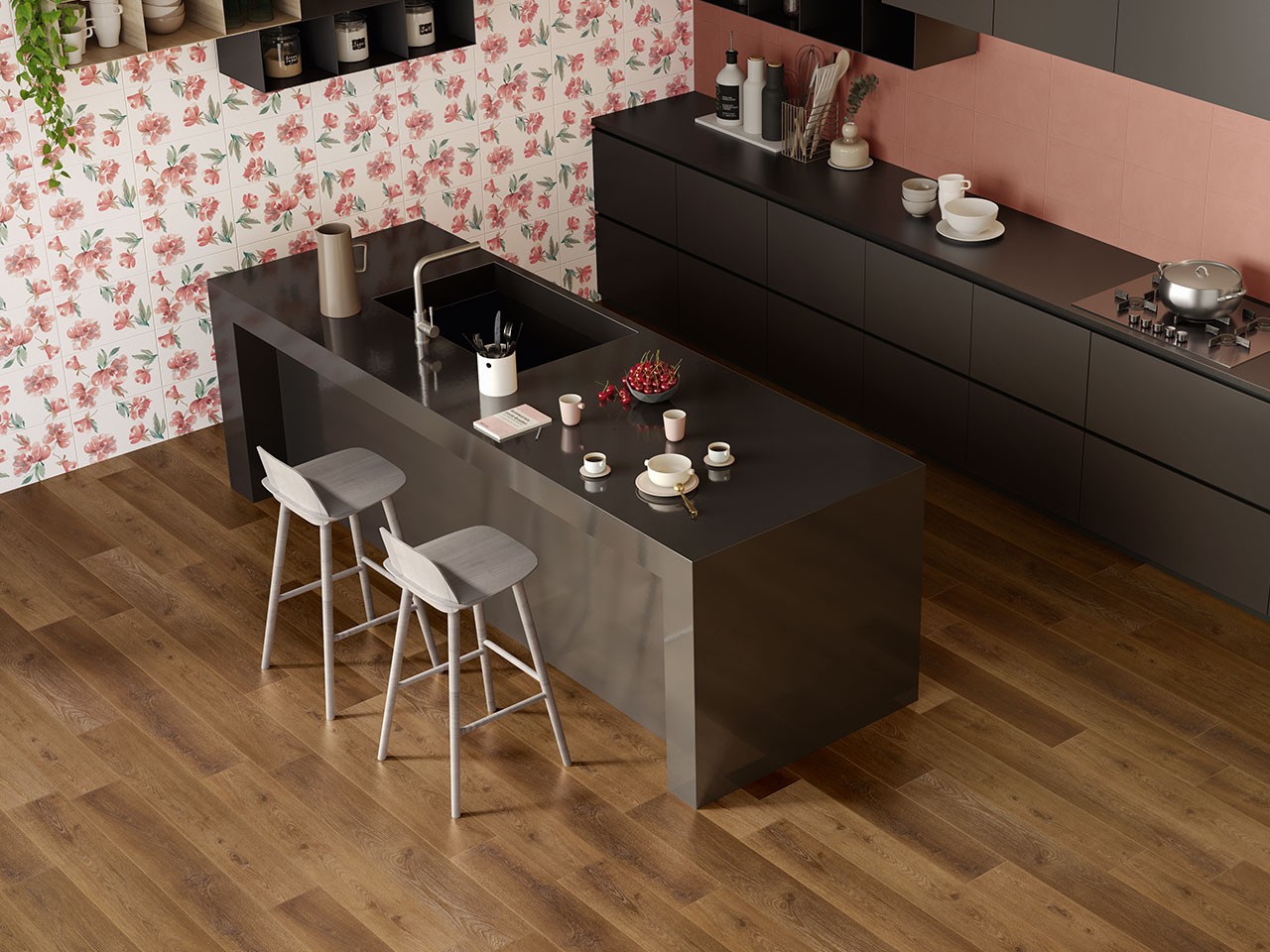 Pavimento Spc Harbour Brown Effetto Legno Rovere Marrone Scuro-68834