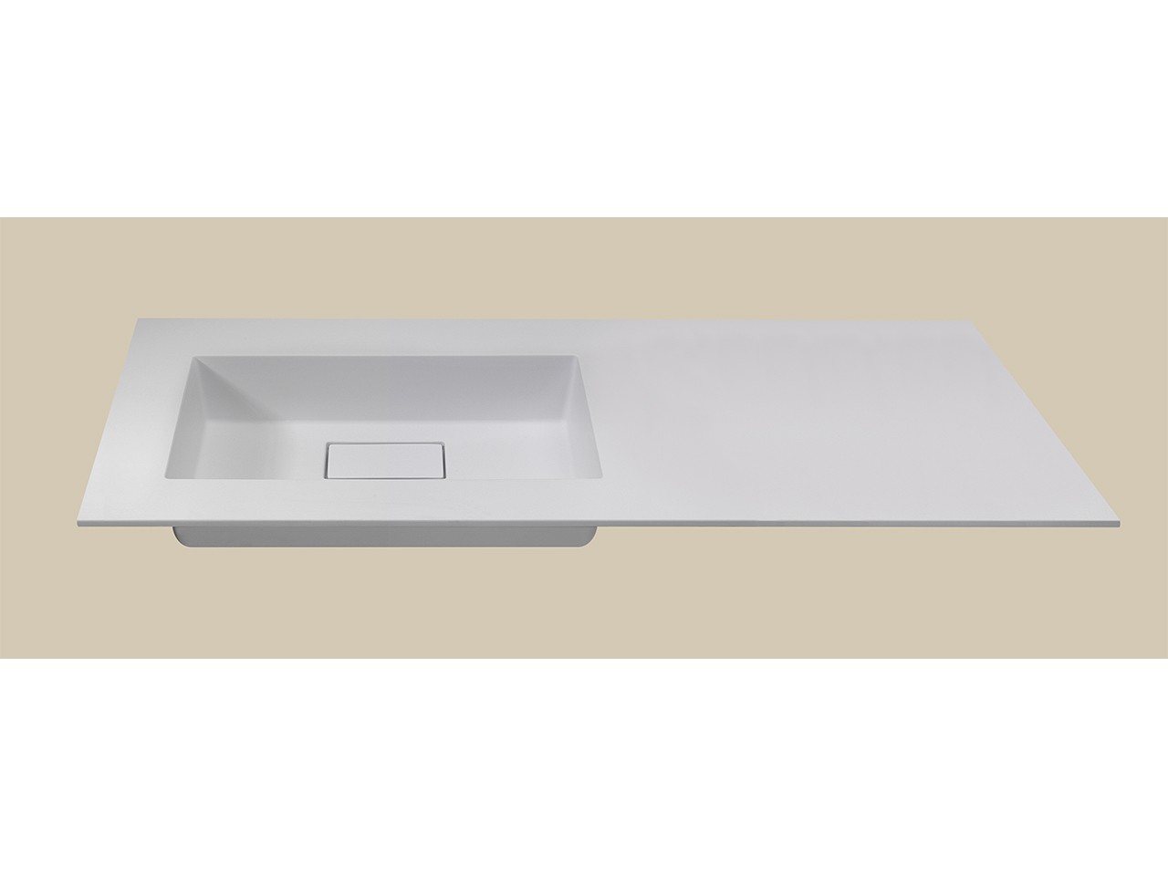 Lavabo Unitop HIDE 46 con vasca integrata cm 140,5x46,5xH1,2 Sx Bianco Lucido-79605