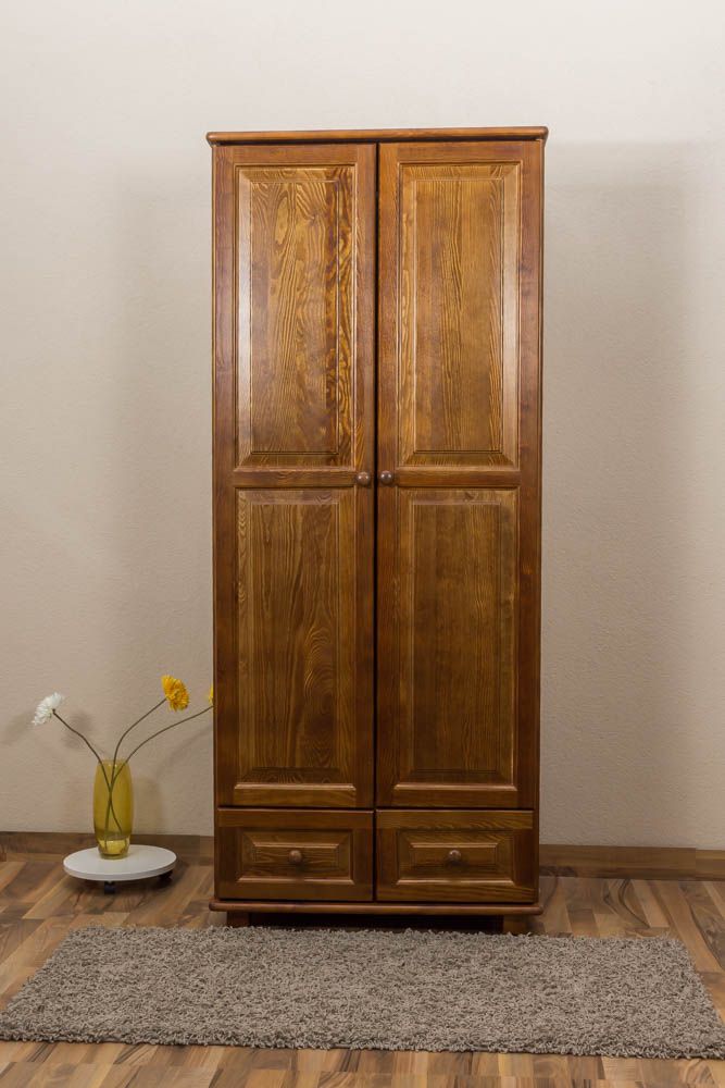 Armadio "012", pino massiccio, color rovere - 190 x 80 x 60 cm (h x l x p)