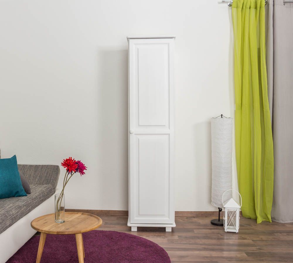 Armadio "004", pino massiccio, laccato bianco - 190 x 47 x 60 cm (h x l x p)