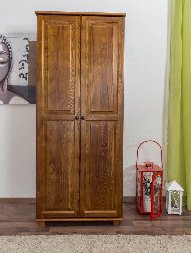 Armadio "008", pino massiccio, color rovere - 190 x 80 x 60 cm (h x l x p)