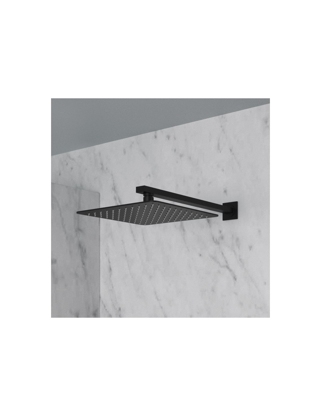 Io Rubinetteria by GME - Braccio a parete + soffione quadrato ultrapiatto 25x25cm - Nero