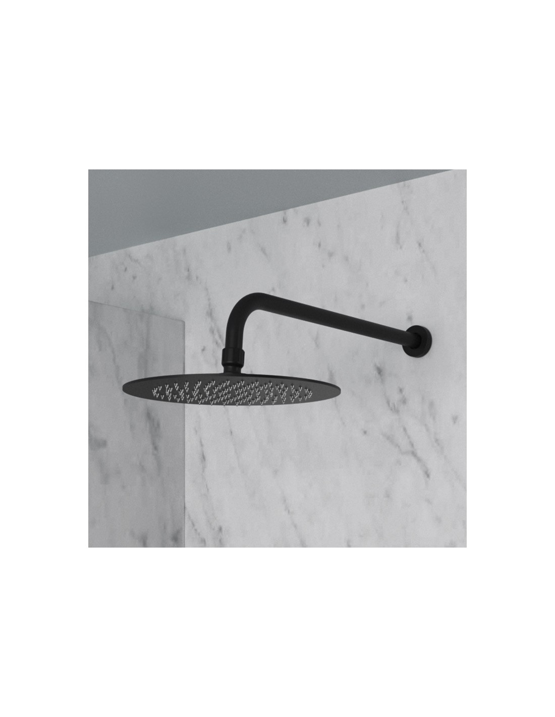 Io Rubinetteria by GME - Braccio a parete + soffione rotondo ultrapiatto Ø30cm Nero