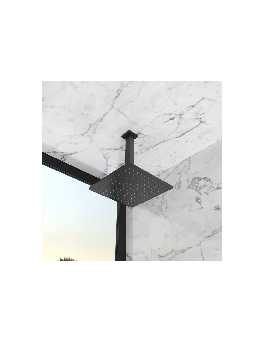 Io Rubinetteria by GME - Braccio a soffitto + soffione quadrato ultrapiatto 30x30cm - Nero