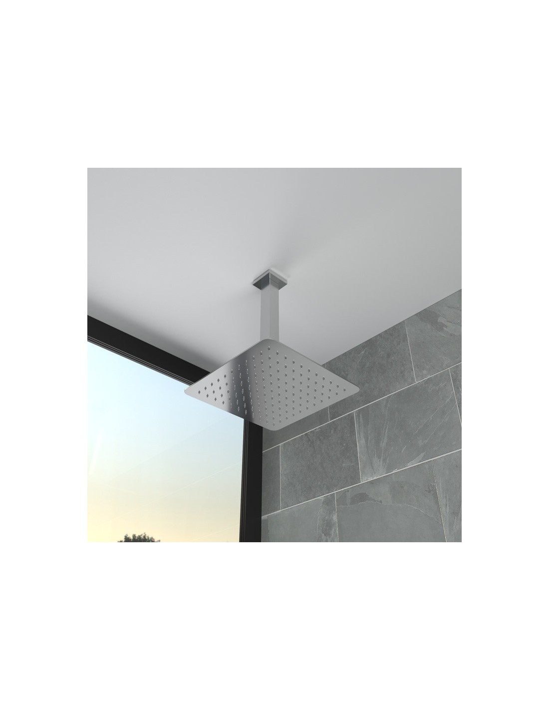 Io Rubinetteria by GME - Braccio a soffitto + soffione quadrato ultrapiatto 30x30cm
