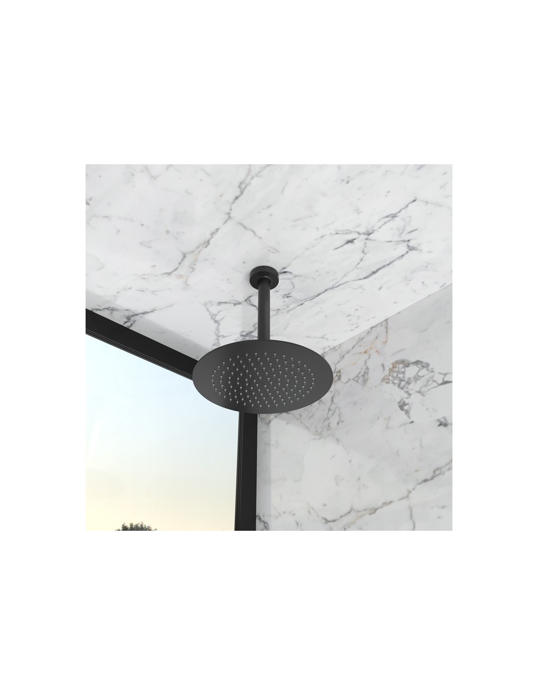 Io Rubinetteria by GME - Braccio a soffitto + soffione rotondo ultrapiatto Ø25cm Nero