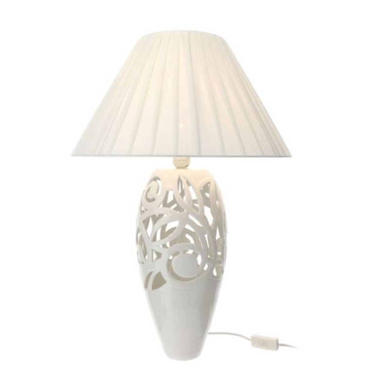 JOLIE LAMPADA IN CERAMICA BIANCA TRAFORATA 65 CM. HERVIT