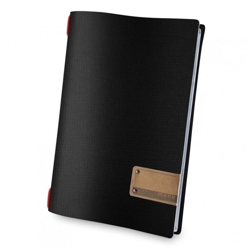 JUTA NERA PORTA MENU' A4 ETICHETTA PACH MENU' 4 BUSTE CON ELASTICO DAG STYLE