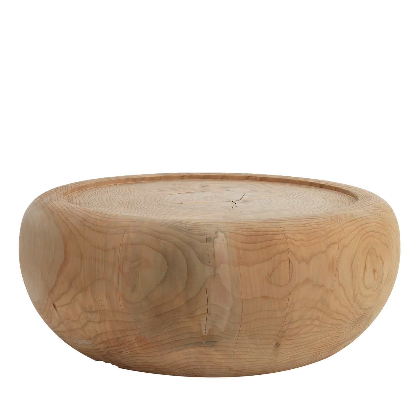 Tavolino rotondo monoblocco in cedro Mauritius di C.R. & S.Riva 1920