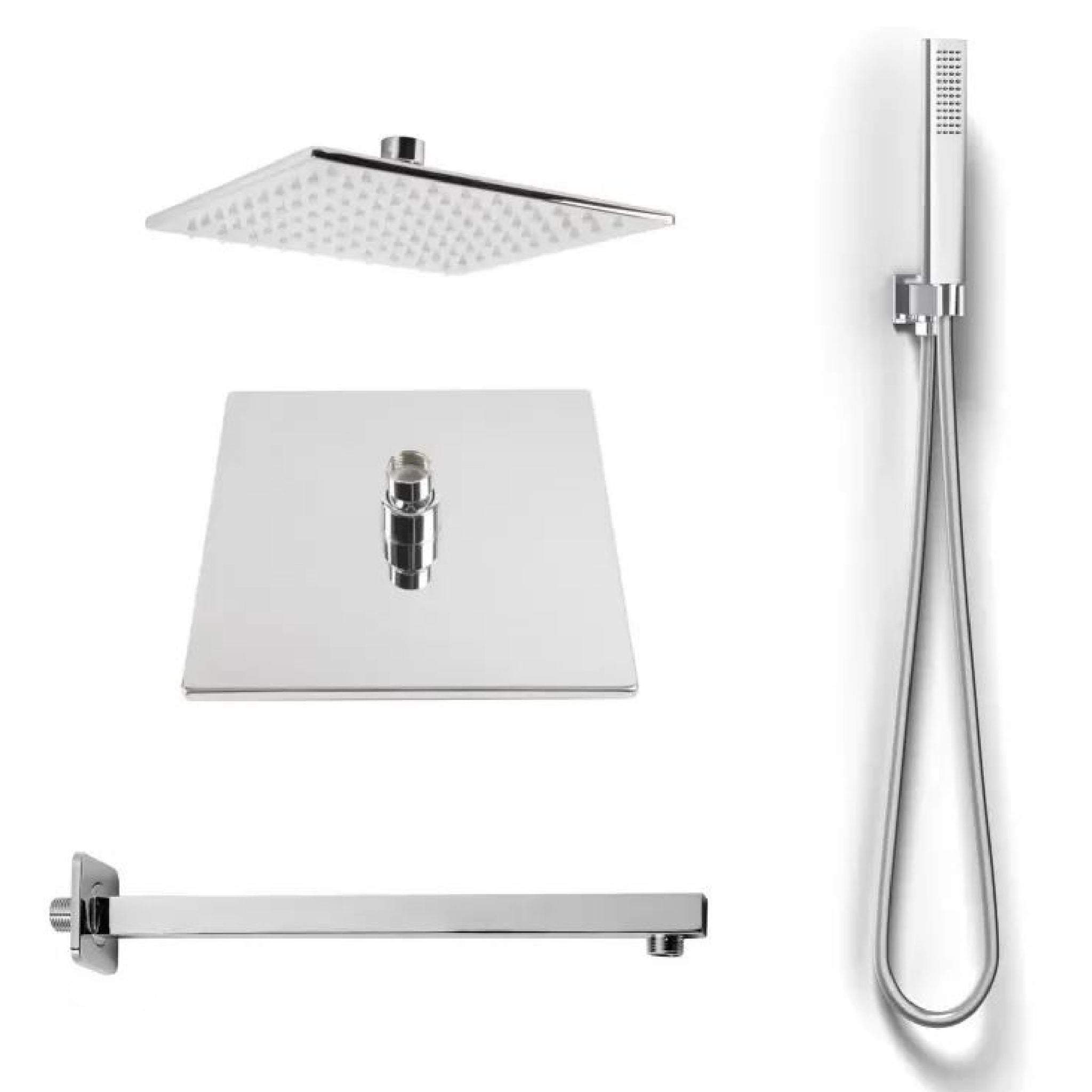 Set Doccia Completo Quadro Soffione 25x25 Cm "Home Design" Cromo Lucido