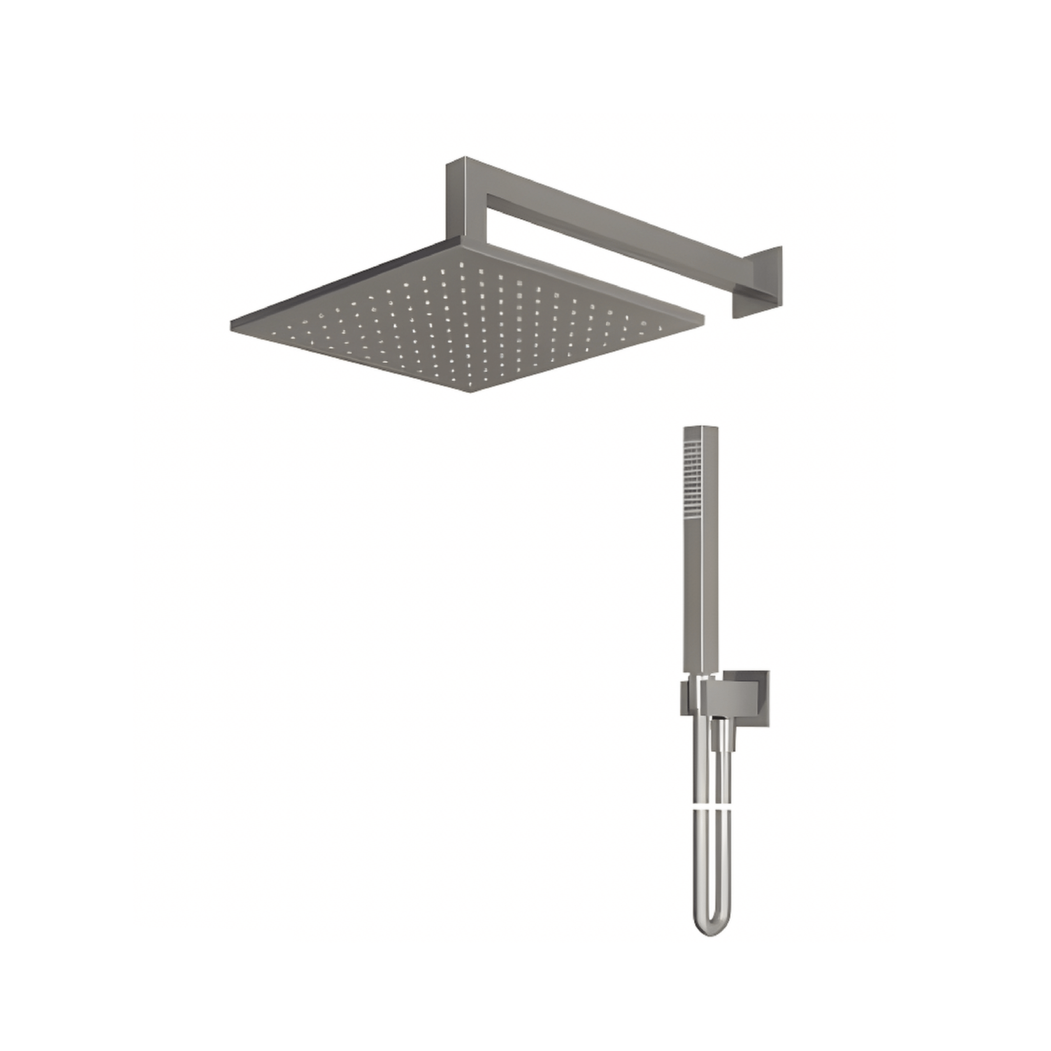 Set Doccia Completo Quadro Soffione 25x25 Cm "Steel" Inox Spazzolato