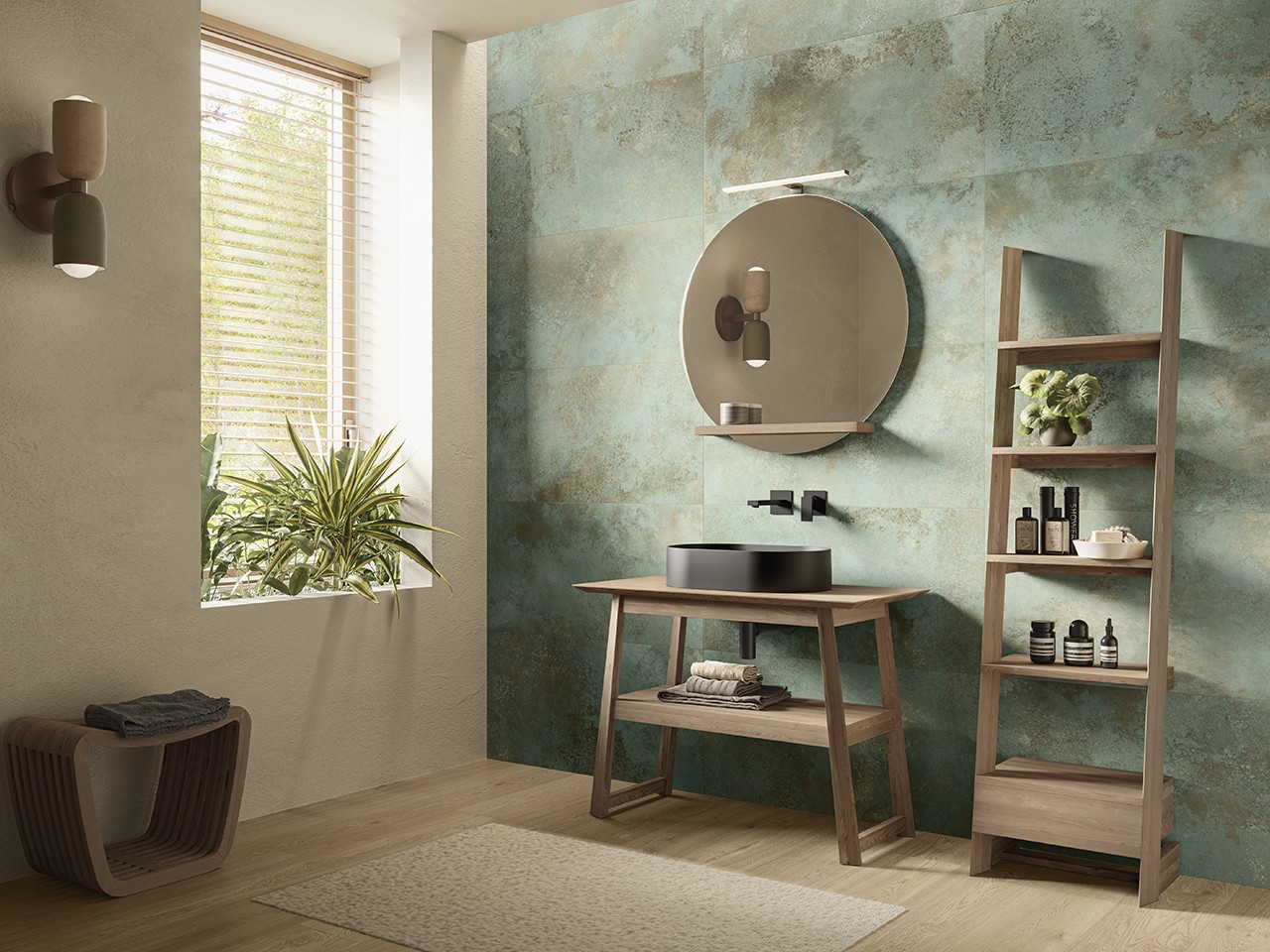 Mobile Bagno Kyoto 100 cm Base per Lavabo in Appoggio a Terra Teak Naturale-76388