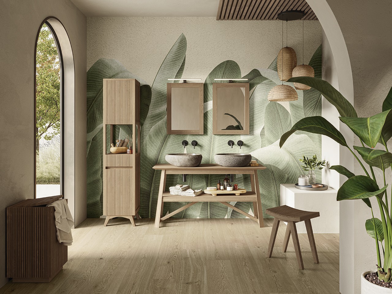 Mobile Bagno Kyoto 140 cm Base per Lavabo in Appoggio a Terra Teak Naturale-76085