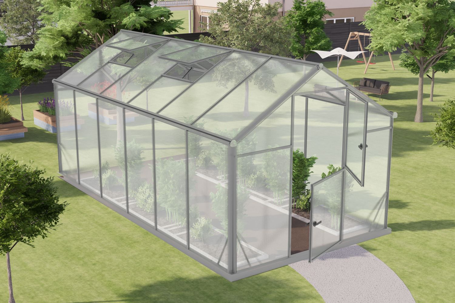 Serra Endivie L10, lastra in policarbonato alveolare 6 mm, superficie: 9,50 m² - misure: 430 x 220 cm (l x p)