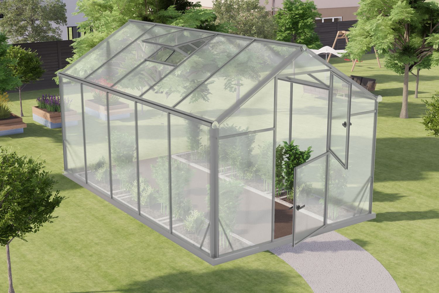 Serra Chicoree L8, lastra in policarbonato alveolare 6 mm, superficie: 7,90 m² - misure: 360 x 220 cm (l x p)