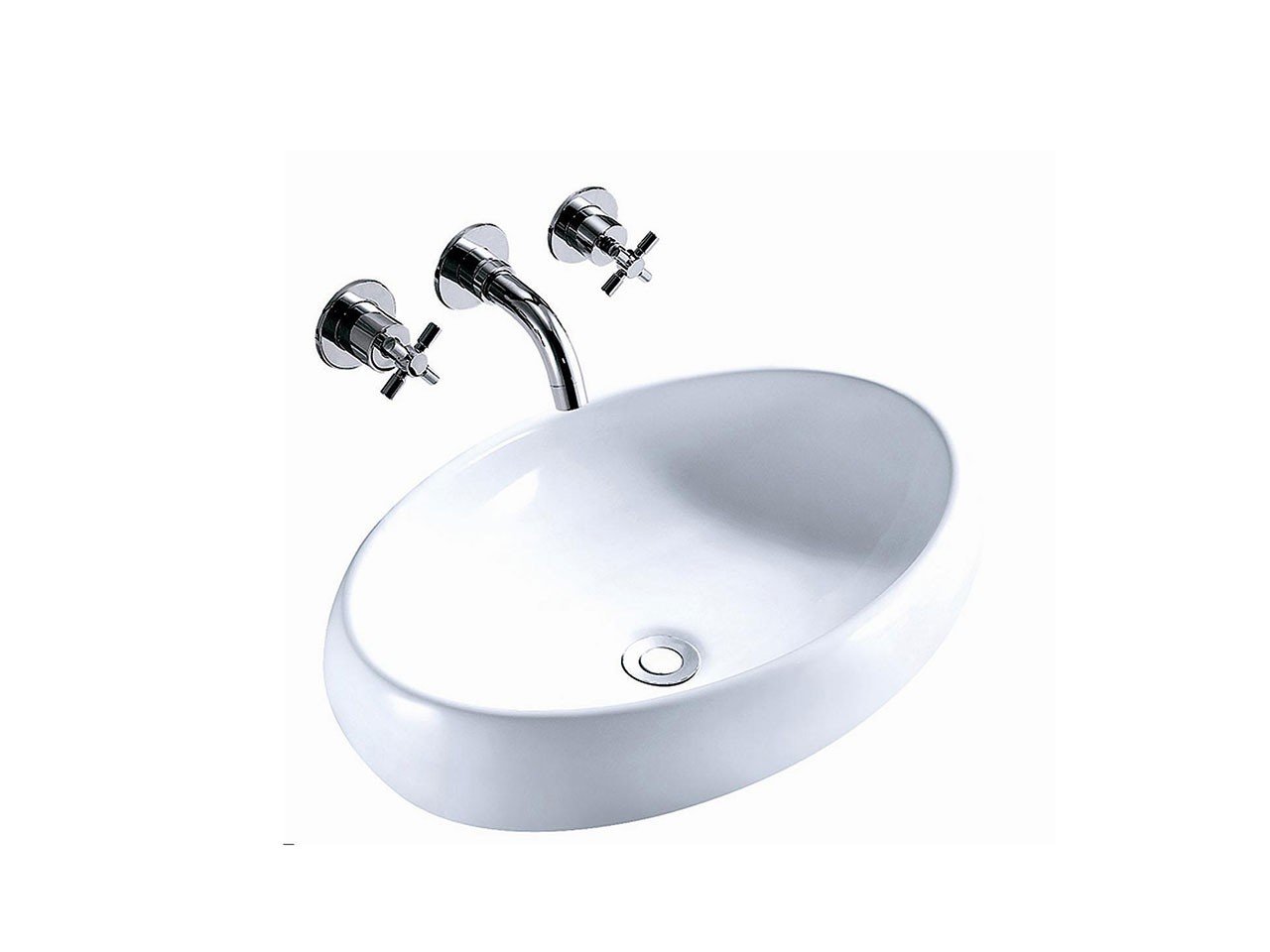 Lavabo da Appoggio Mincio 59x40 H15 in Ceramica Bianco Lucido-19459