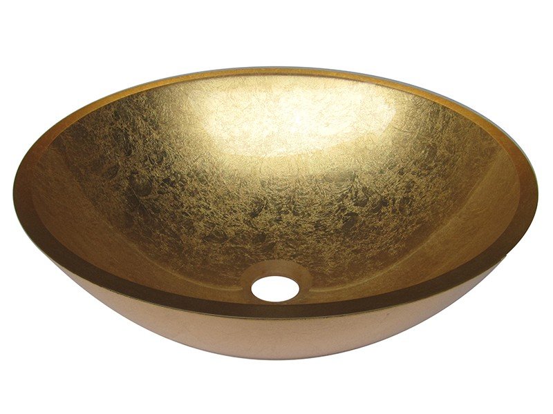 Lavabo da Appoggio Pureglass Ciotola Ø42X14 Cristallo Foglia Bronzo-71662