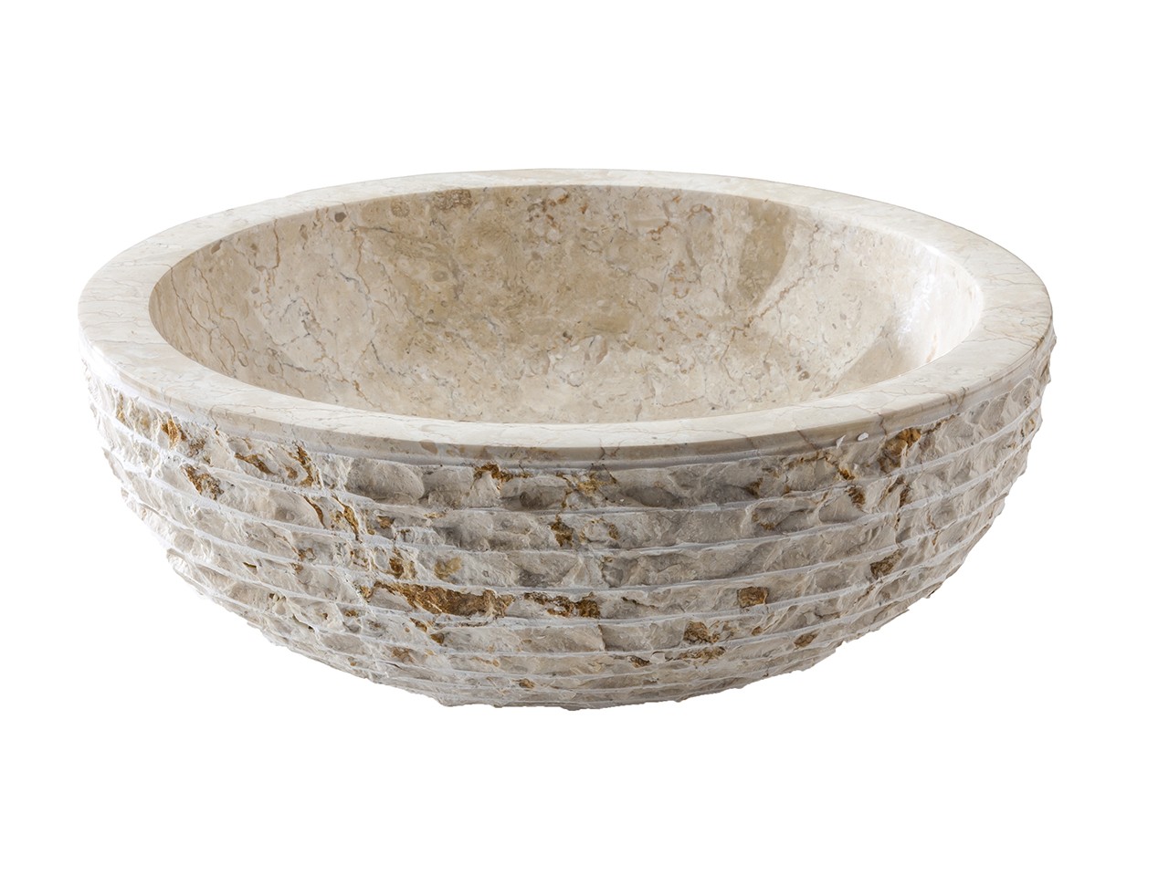 Lavabo da Appoggio in Marmo Selce Ø40xH15 cm Bianco-70759