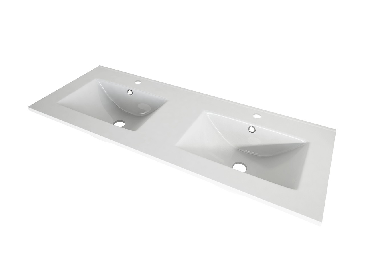 Lavabo Incasso Unitop Anika 2 Vasche 120x46 cm Ceramica Bianco Lucido-67510