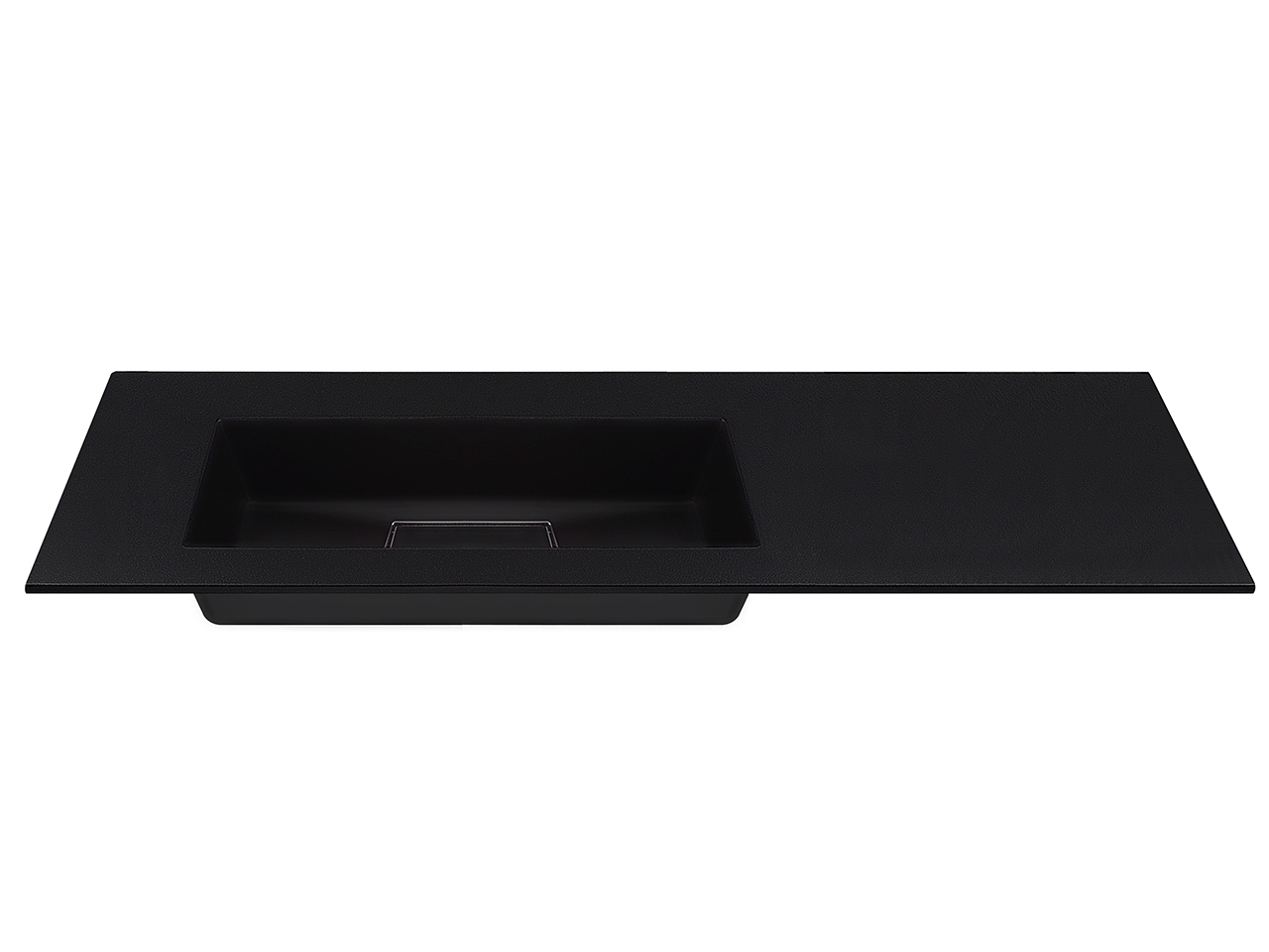 Lavabo Incasso Unitop HIDE PIETRA 140,5x51,5 Sinistro in Resina Nero Semilucido-66758