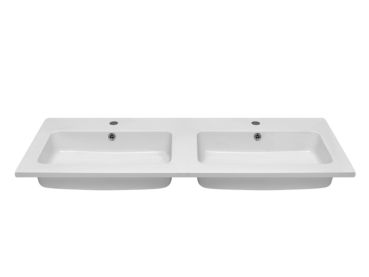 Lavabo Incasso Unitop Square 2 Vasche 120x46 in Resina Bianco Lucido-67948