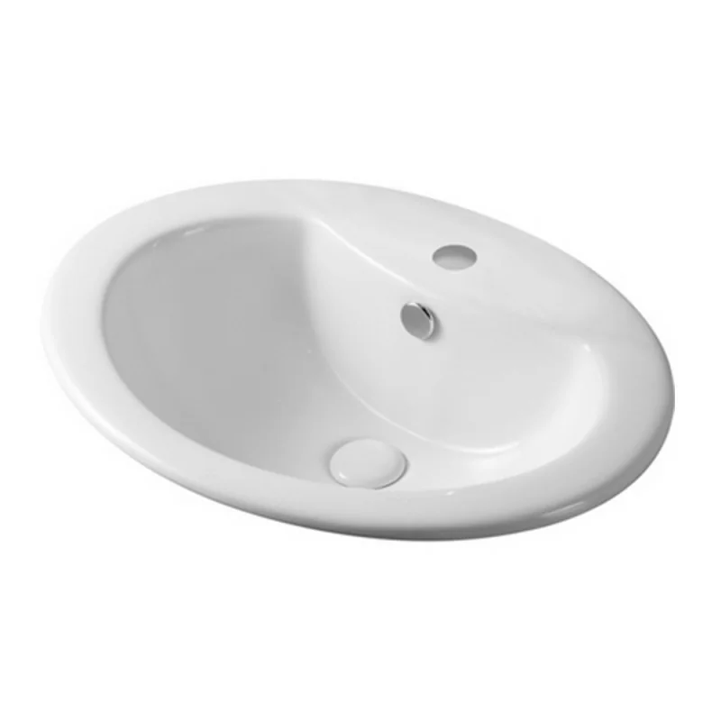 Lavabo da incasso soprapiano ovale 56x46 cm in ceramica lucida