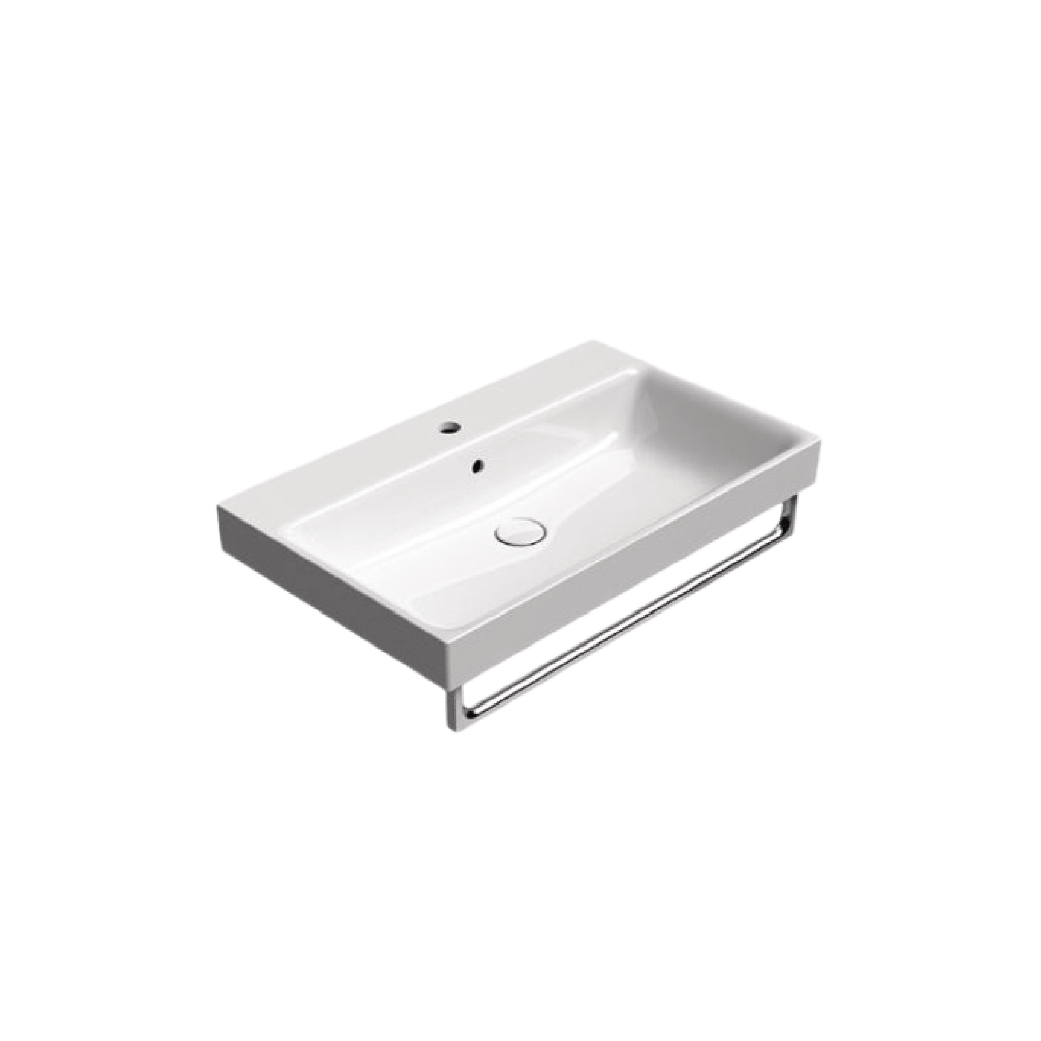 Lavabo Da Incasso/Sospeso Con Foro 80x50 Cm Bianco Lucido