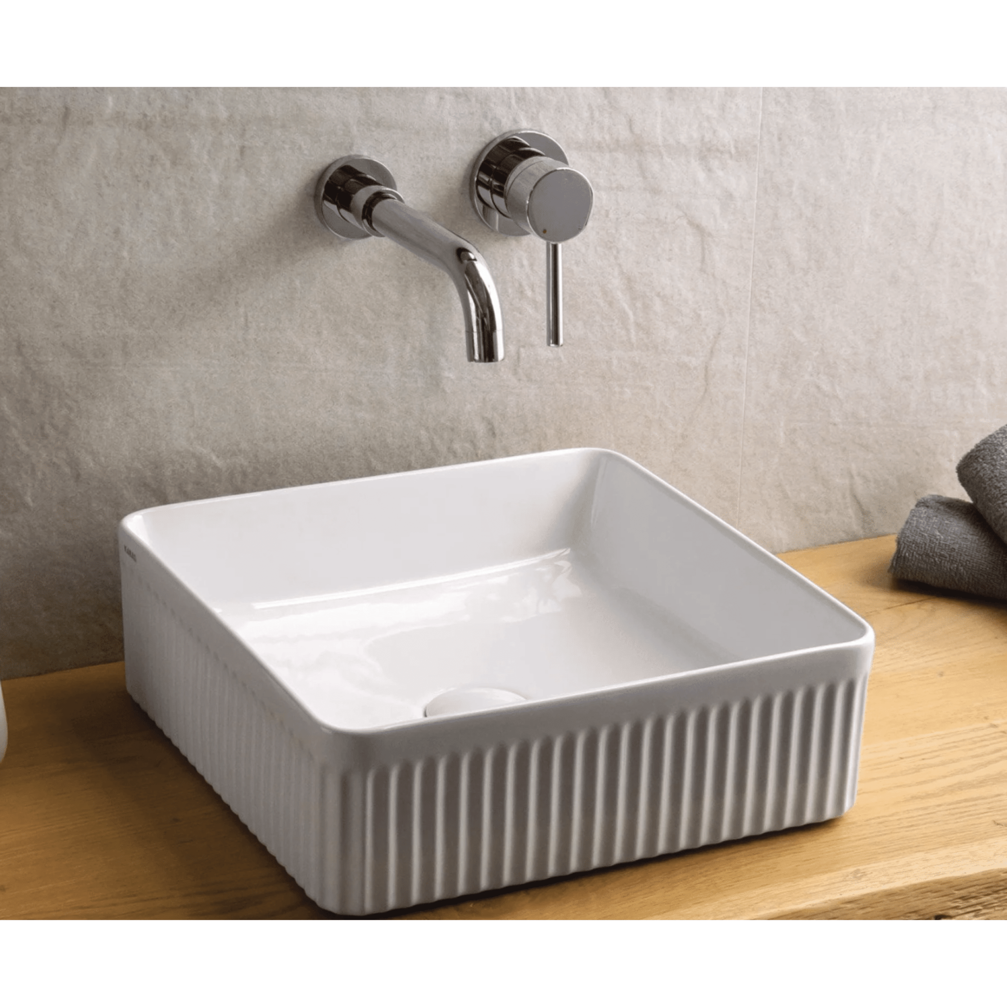 Lavabo D'Appoggio 36,5x36,5 Cm Karag Bianco Lucido