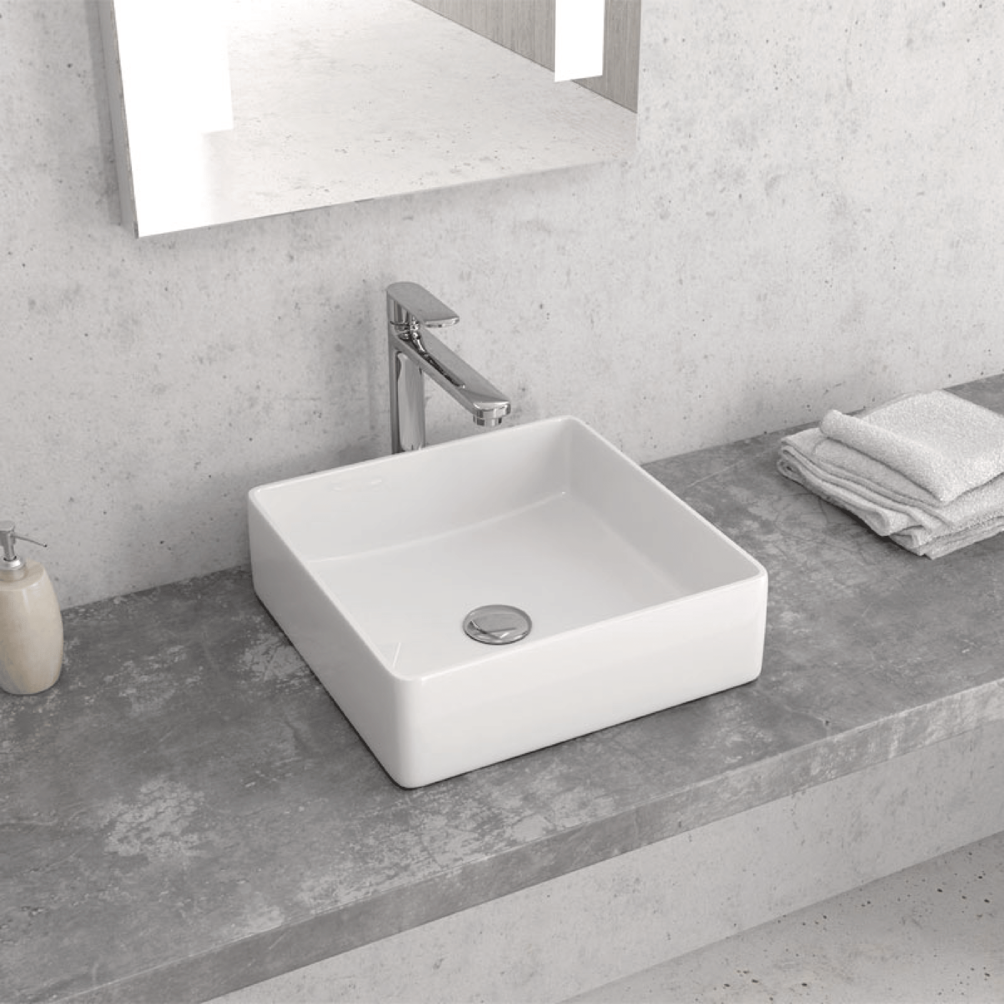 Lavabo D'Appoggio 36x36 Cm Karag Bianco Lucido