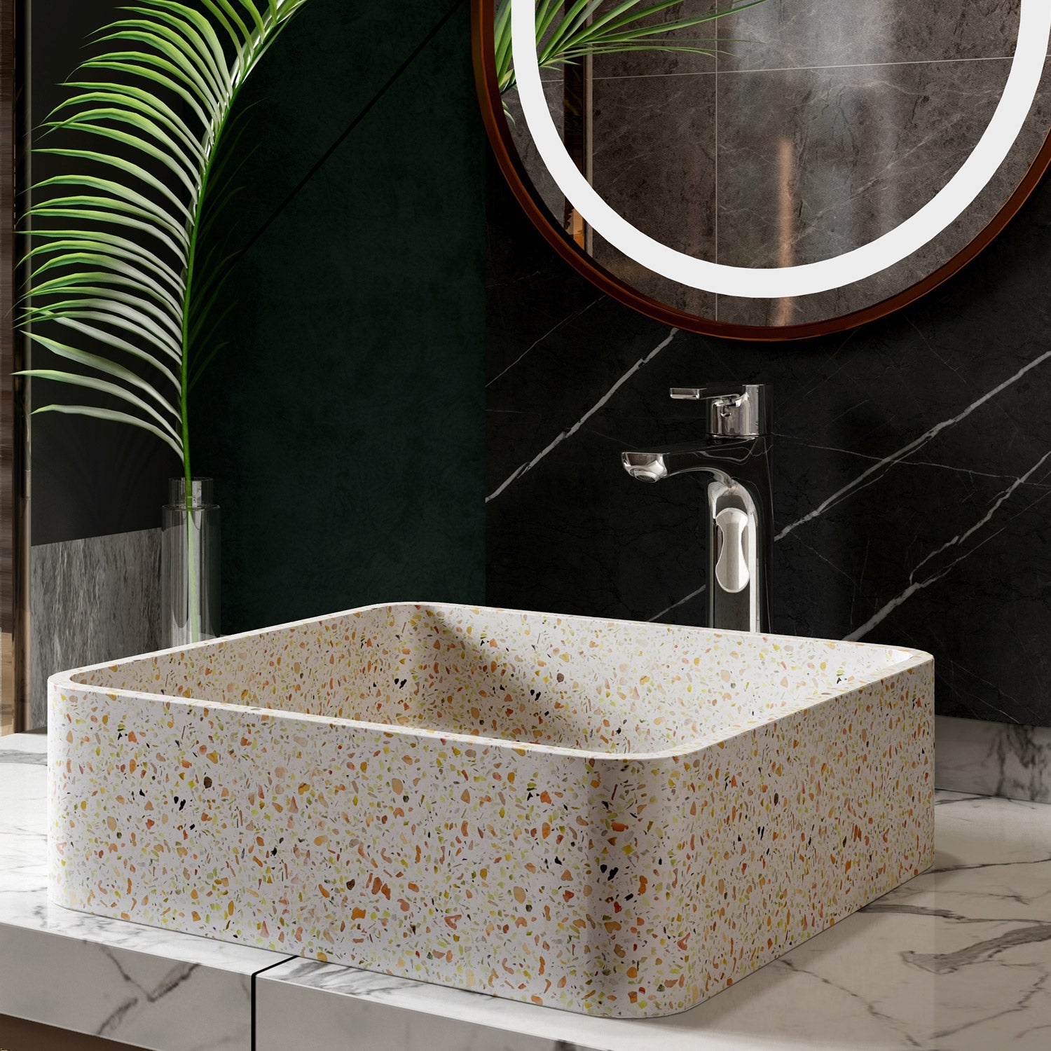 Lavabo D'Appoggio 39x39 Cm Con Piletta Di Scarico Karag "Ira" Fruitcake