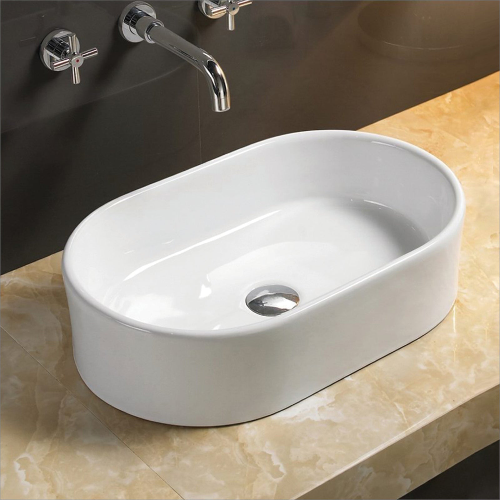 Lavabo D'Appoggio 55,5x34,5 Cm Rubicer "Break The Rules" Bianco Lucido