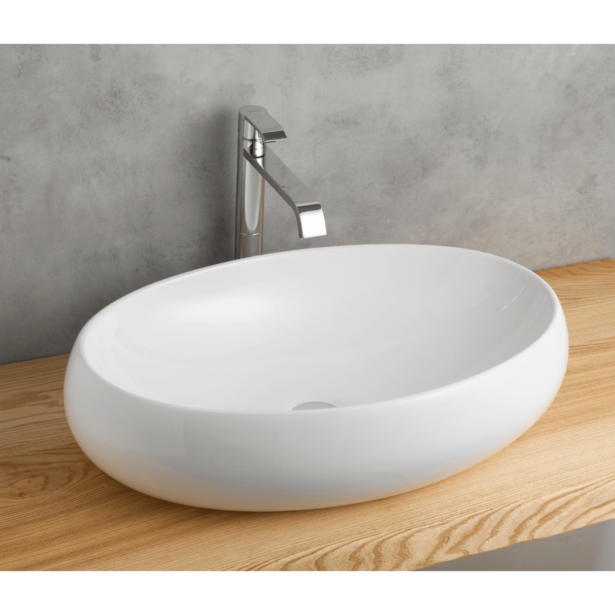 Lavabo D'Appoggio 60x45 Cm "Nuvola" Bianco Lucido