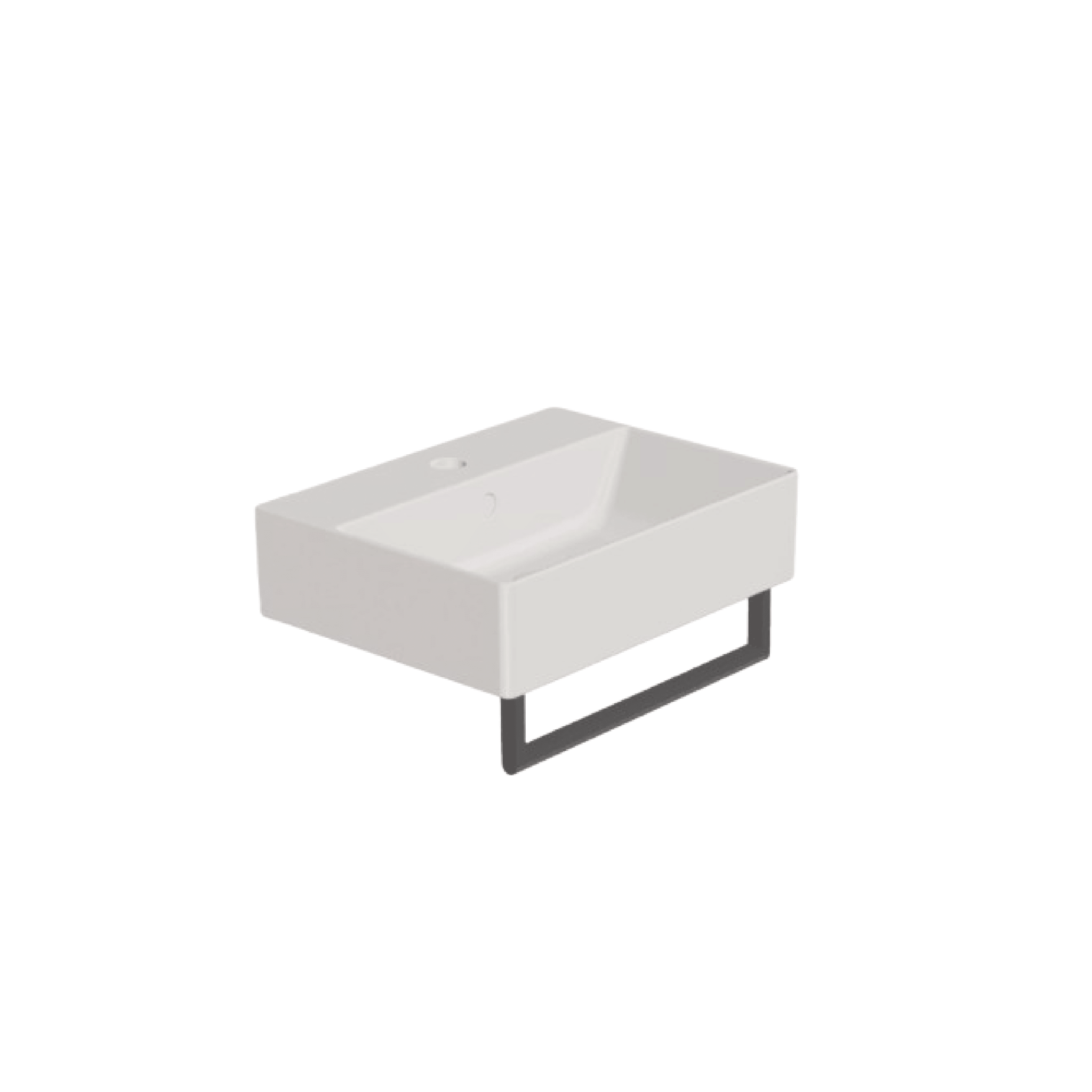 Lavabo Sospeso/Da Appoggio Con Foro 45x35 Cm Bianco Lucido