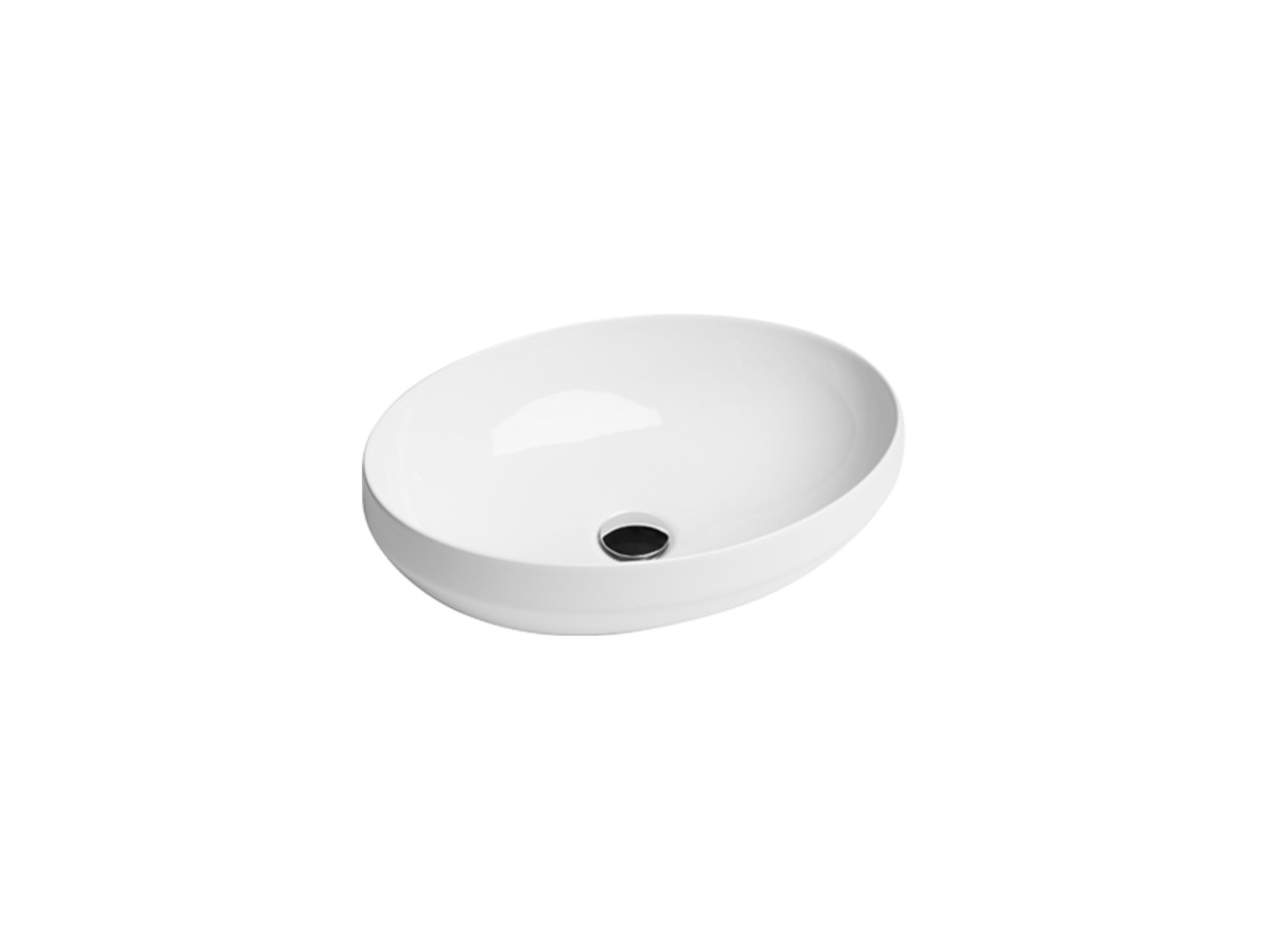 Lavabo da Appoggio Decus Ovale 50 cm in Ceramica Bianco Lucido-68904