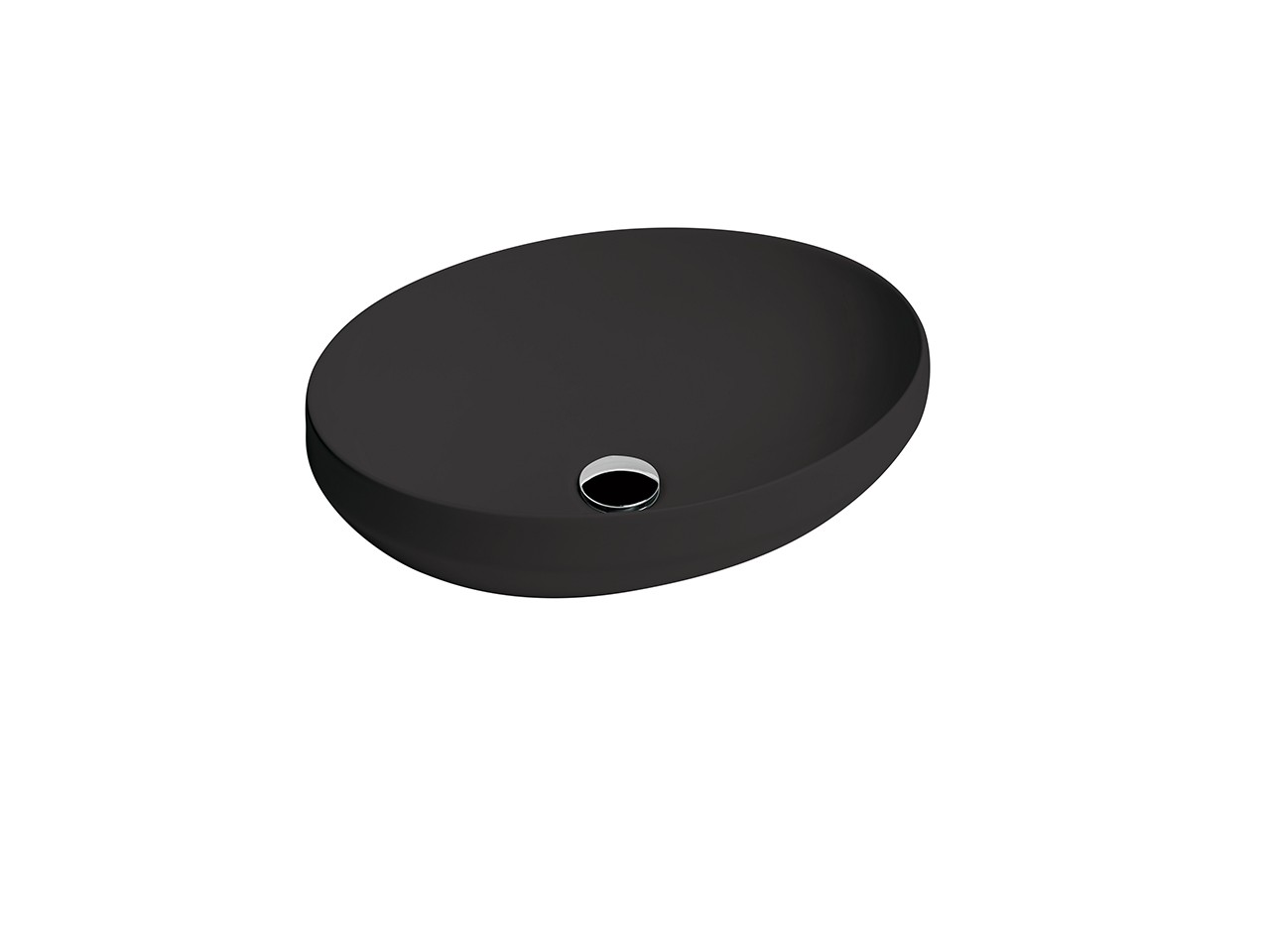 Lavabo da Appoggio Decus Ovale 50 cm in Ceramica Nero Opaco-68906