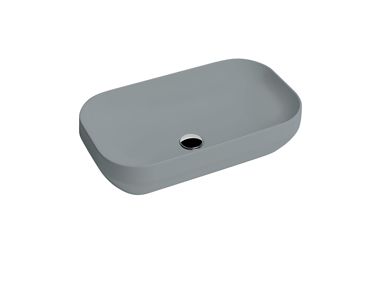 Lavabo da Appoggio Decus Rettangolare 60 cm in Ceramica Grigio Opaco-68917