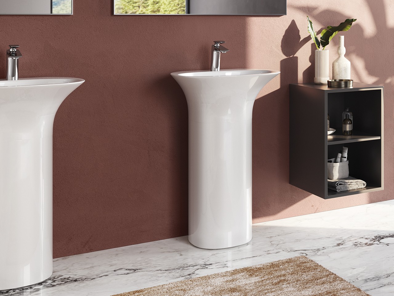 Lavabo Freestanding Berlino con Foro Miscelatore Bianco-65598