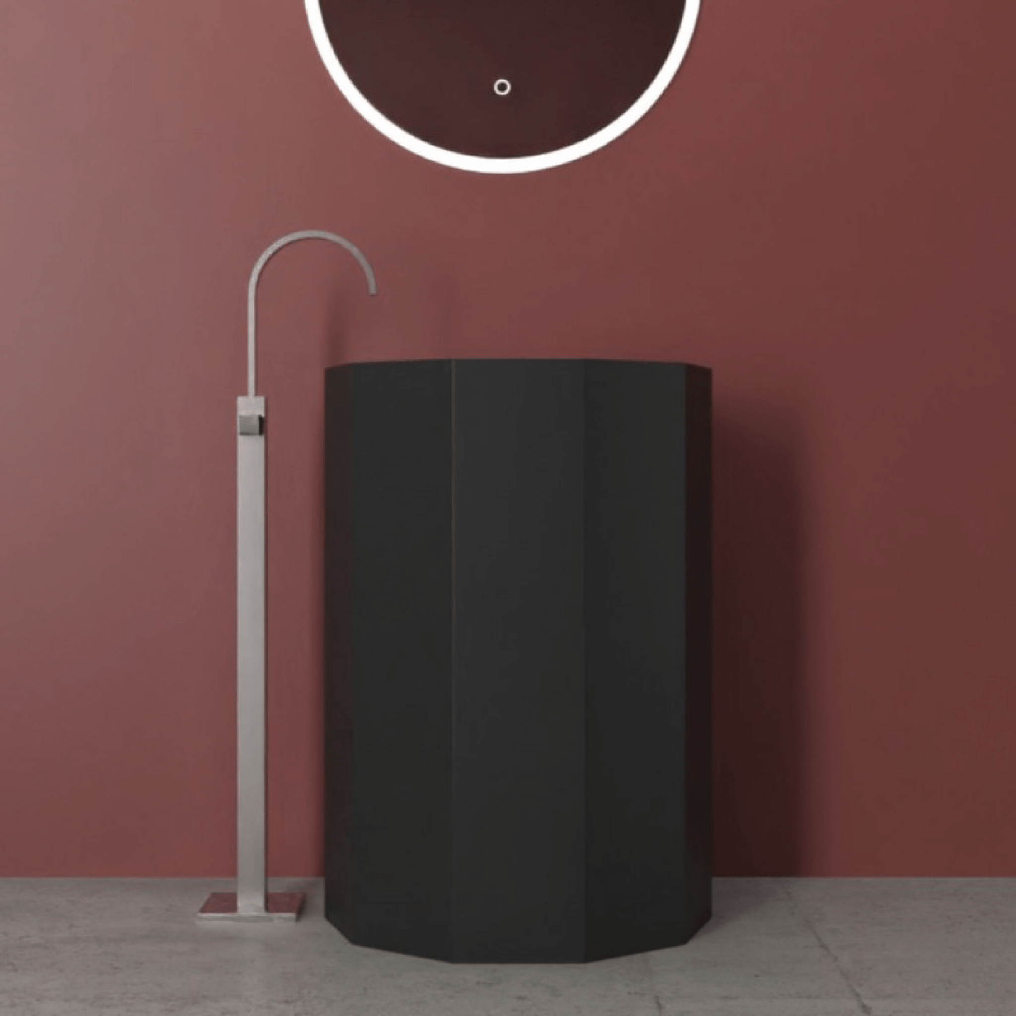Lavabo Freestanding Con Scarico a Parete 50 Cm Lullaby "Howland" Nero Opaco