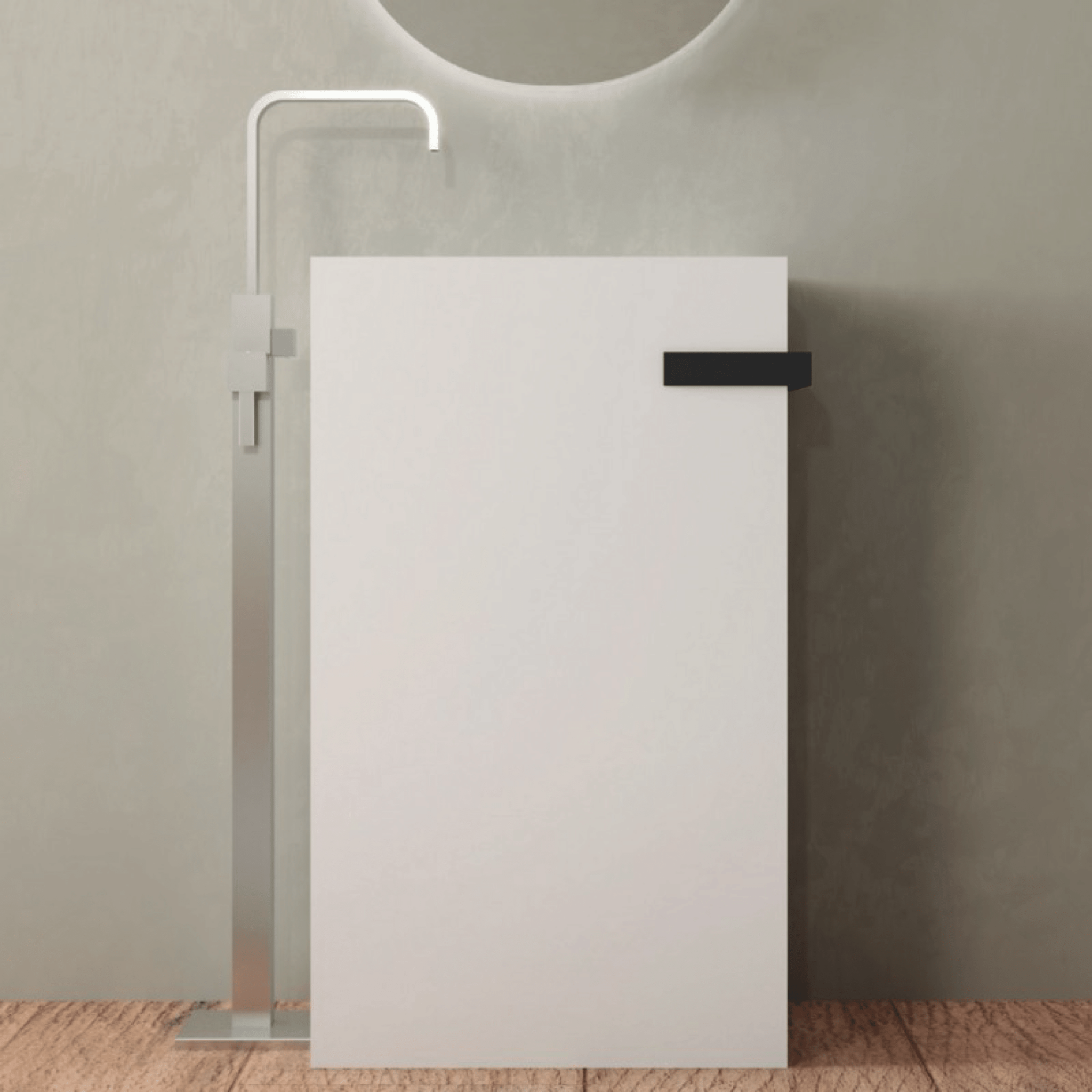 Lavabo Freestanding Con Scarico a Parete 50x35 Cm Lullaby "Bajo" Bianco Opaco