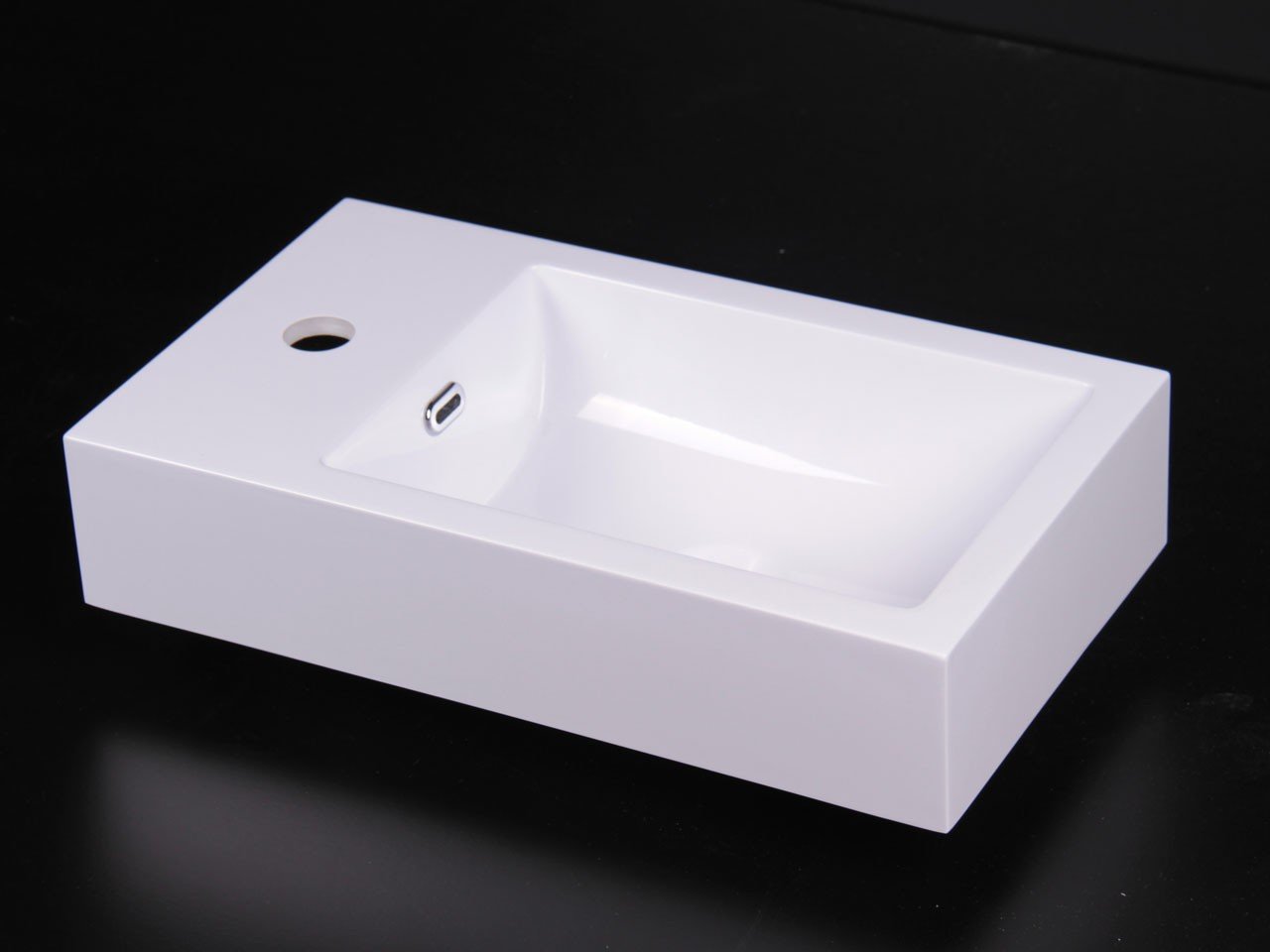 Lavabo Appoggio/Sospeso Papete 46X26Xh14 in Resina Lucido Bianco-14805
