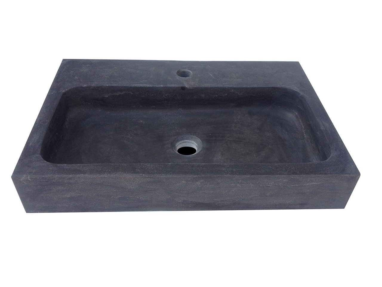 Lavabo Appoggio/Incasso Purestone Recife 60X40Xh10 Pietra Naturale Nero-8931