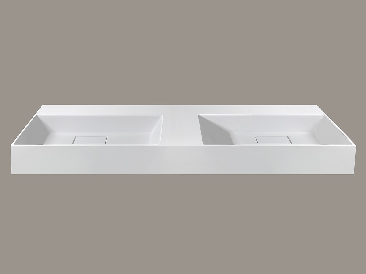 Lavabo Unitop Quadro 140x48 cm Vasca Doppia in Resina Bianco Opaco-71637
