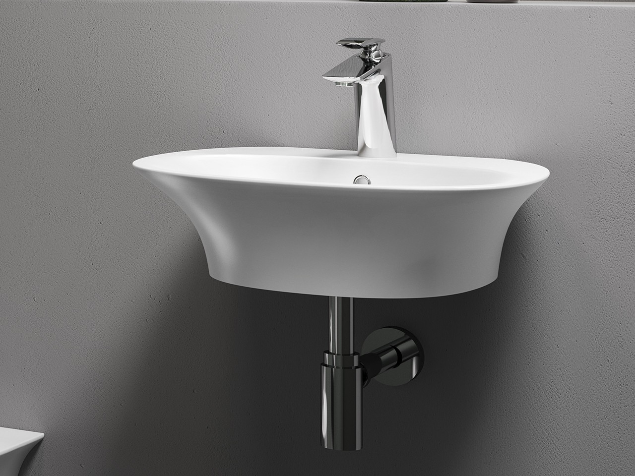 Lavabo Sospeso/Appoggio Berlino 55 cm in Ceramica Bianco-65595