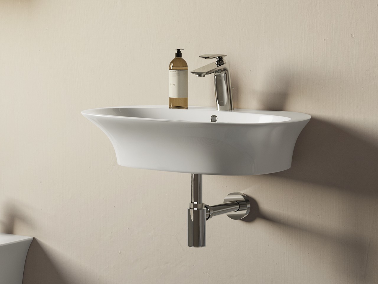 Lavabo Sospeso/Appoggio Berlino 60 cm in Ceramica Bianco-65594