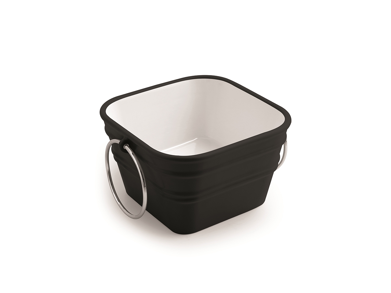 Lavabo Sospeso/Appoggio Bacile Qubo 40X40XH25 con Anelli in Ceramica Nero Lucido-64820